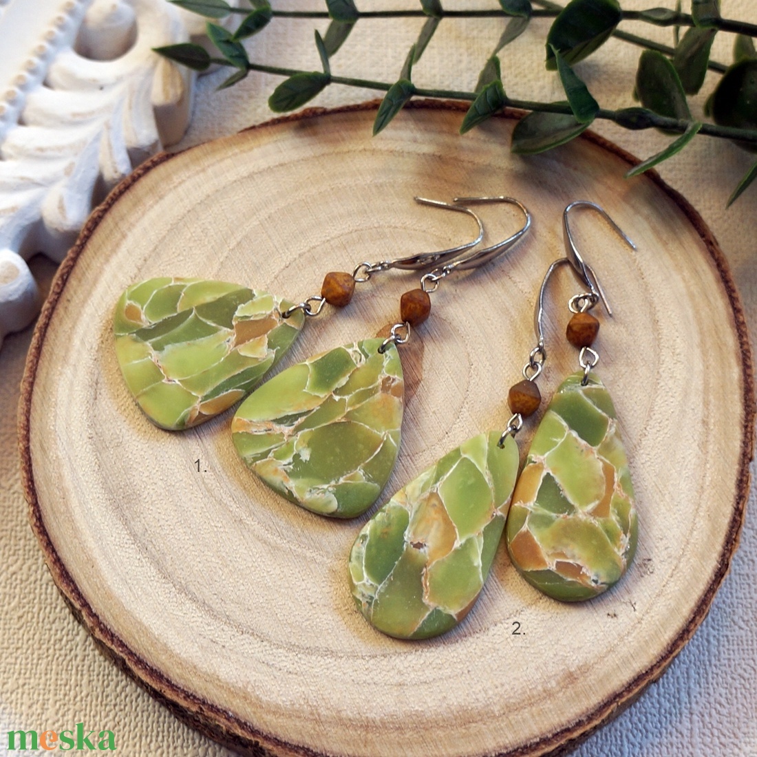 Ásványhatású, matt  fülbevaló - ékszer - fülbevaló - lógó fülbevaló - Meska.hu Ásványhatású, matt  fülbevaló - ékszer - fülbevaló - lógó fülbevaló - Meska.hu