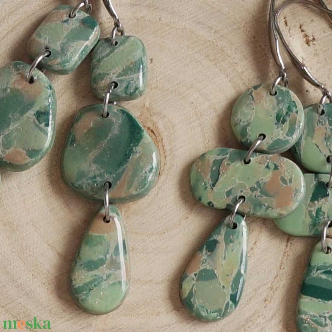 Ásványhatású zöld  fülbevaló - ékszer - fülbevaló - lógó fülbevaló - Meska.hu Ásványhatású zöld  fülbevaló - ékszer - fülbevaló - lógó fülbevaló - Meska.hu