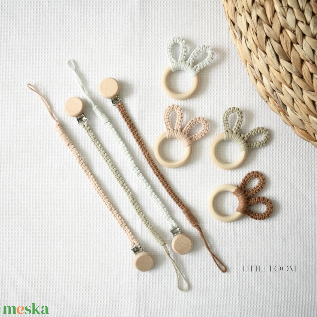 Makramé cumilánc és rágóka Szett - otthon & életmód - babaszoba, gyerekszoba - babaszoba dekoráció - Meska.hu