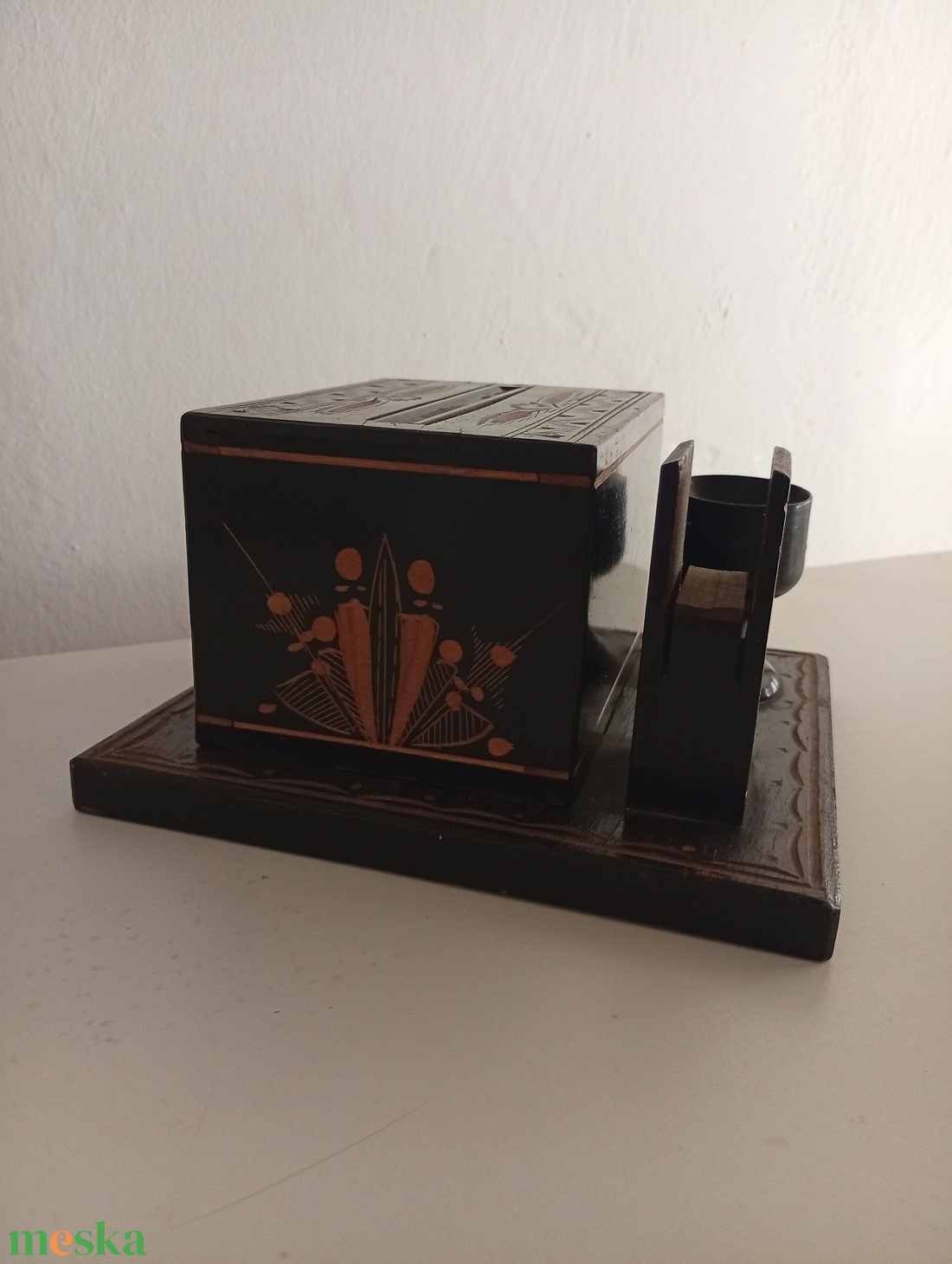 Antik fa cigaretta tartó - otthon & életmód - dekoráció - asztal és polc dekoráció - hamutál, öngyújtó, pipa - Meska.hu