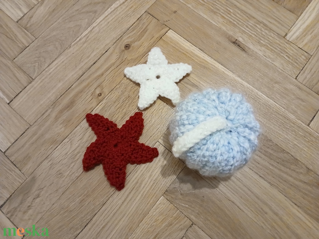 Horgolt kistök, és két horgolt csillag - karácsony - karácsonyi lakásdekoráció - karácsonyi lakásdíszek - Meska.hu