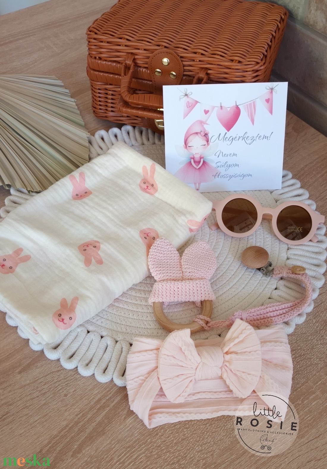 Nyuszis-napszemüveges babalátogató ajándékcsomag - játék & sport - babalátogató ajándékcsomag - Meska.hu