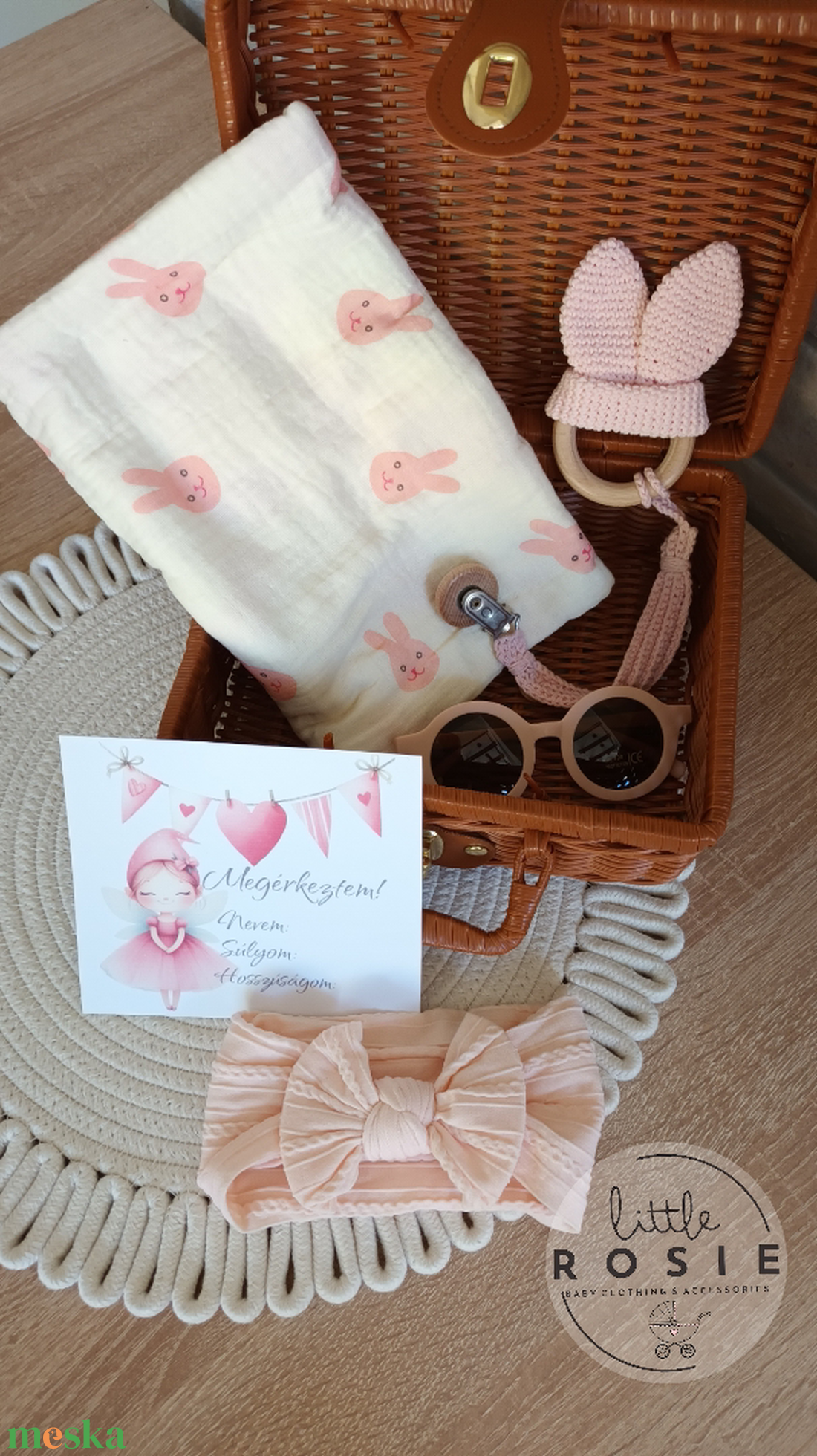 Nyuszis-napszemüveges babalátogató ajándékcsomag - játék & sport - babalátogató ajándékcsomag - Meska.hu