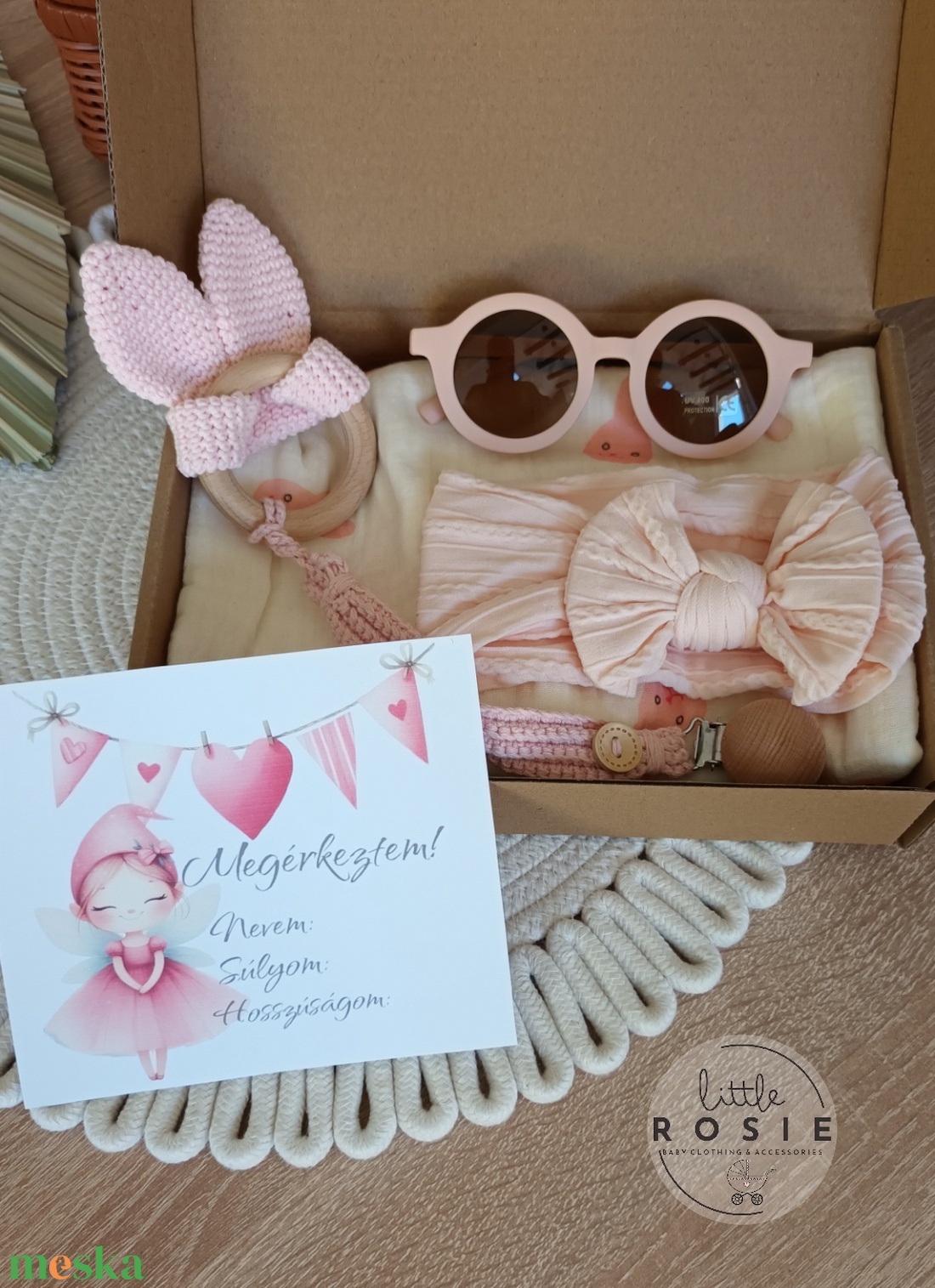 Nyuszis babaköszöntő ajándékcsomag - játék & sport - babalátogató ajándékcsomag - Meska.hu