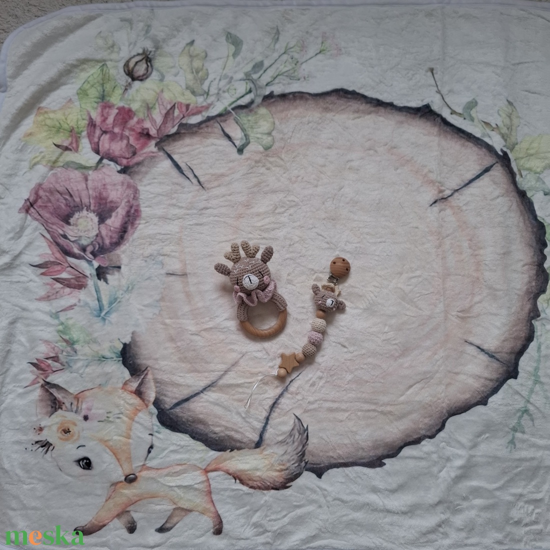 Őzikés babalátogató ajándékcsomag mérföldkőtakaróval - játék & sport - babalátogató ajándékcsomag - Meska.hu