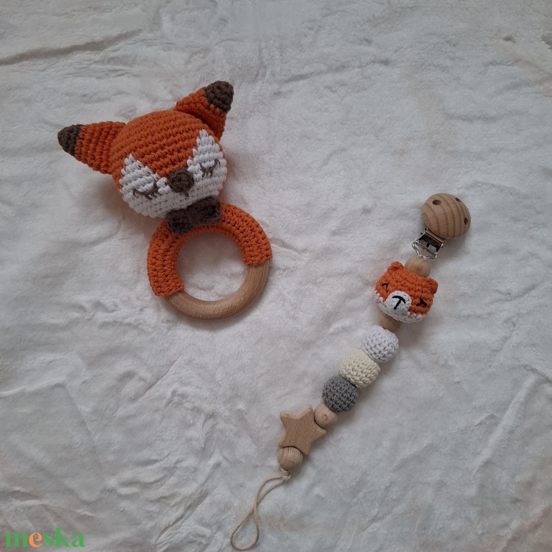 Rókás babalátogató ajándékcsomag mérföldkőtakaróval - játék & sport - babalátogató ajándékcsomag - Meska.hu