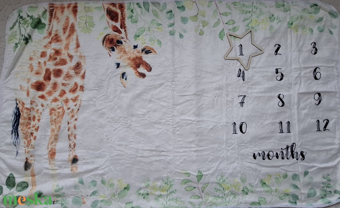 Zsiráfos babalátogató ajándékcsomag mérföldkőtakaróval - játék & sport - babalátogató ajándékcsomag - Meska.hu