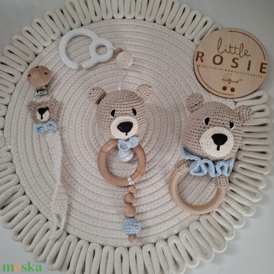 Horgolt macis ajándékcsomag  - játék & sport - babalátogató ajándékcsomag - Meska.hu