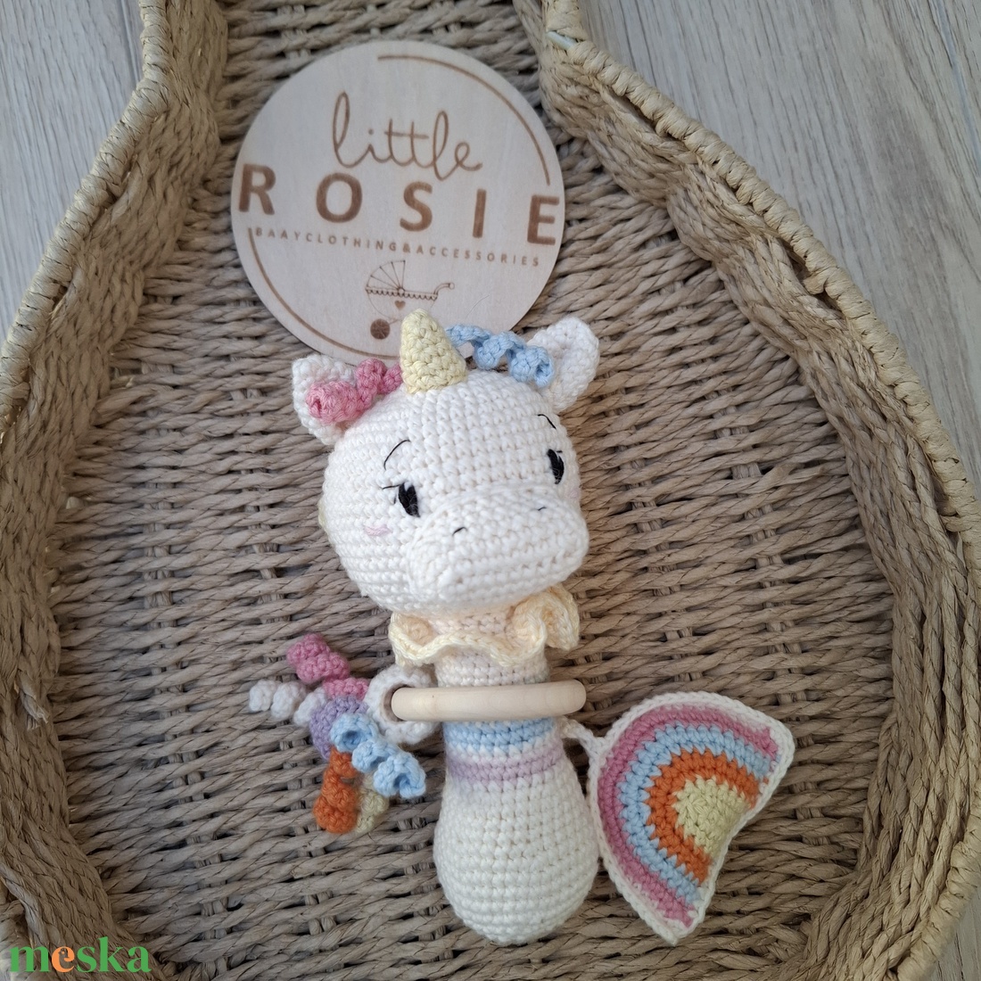 Unikornis horgolt csörgő - baba - mama - baba játékok - csörgő - Meska.hu