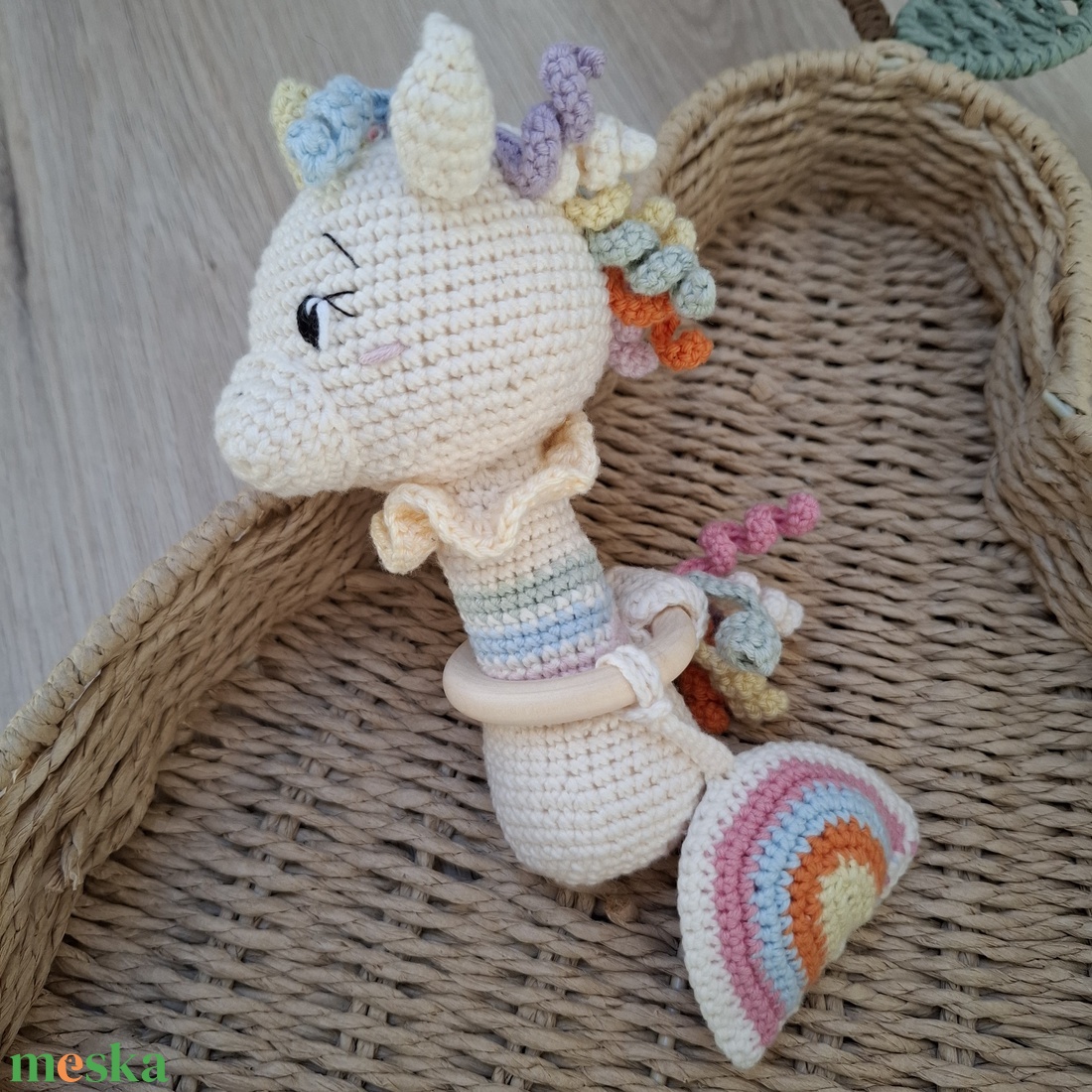 Unikornis horgolt csörgő - baba - mama - baba játékok - csörgő - Meska.hu