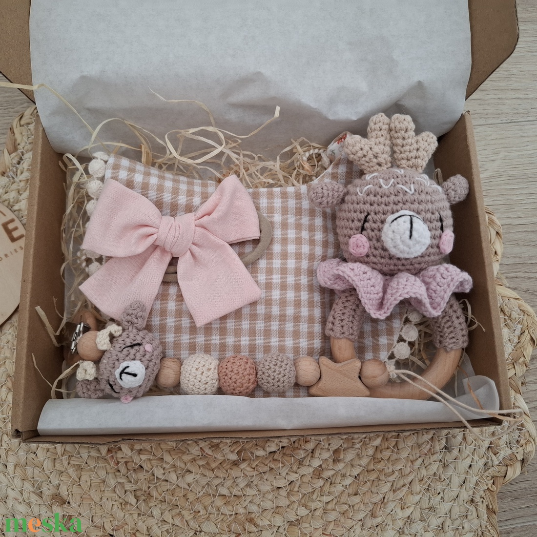 Őzikés babalátogató ajándékcsomag kislánynak - baba - mama - babalátogató ajándékcsomag - Meska.hu