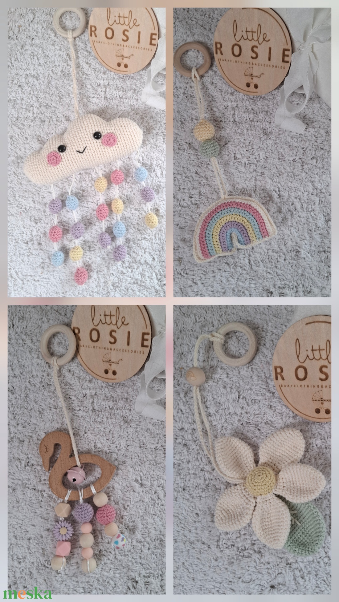 Egy kis álomvilág a babádnak- Babatornáztató állvány választható horgolt játékokkal - baba - mama - baba játékok - mozgásfejlesztő játékok - Meska.hu