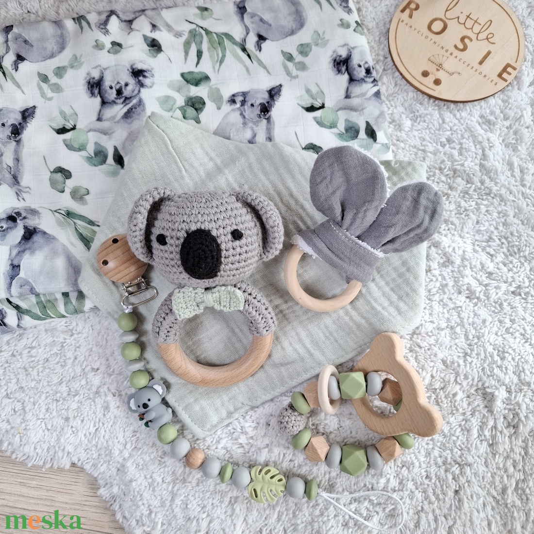 Koalás babaváró ajándékcsomag kisfiúnak bőröndben - baba - mama - babalátogató ajándékcsomag - Meska.hu