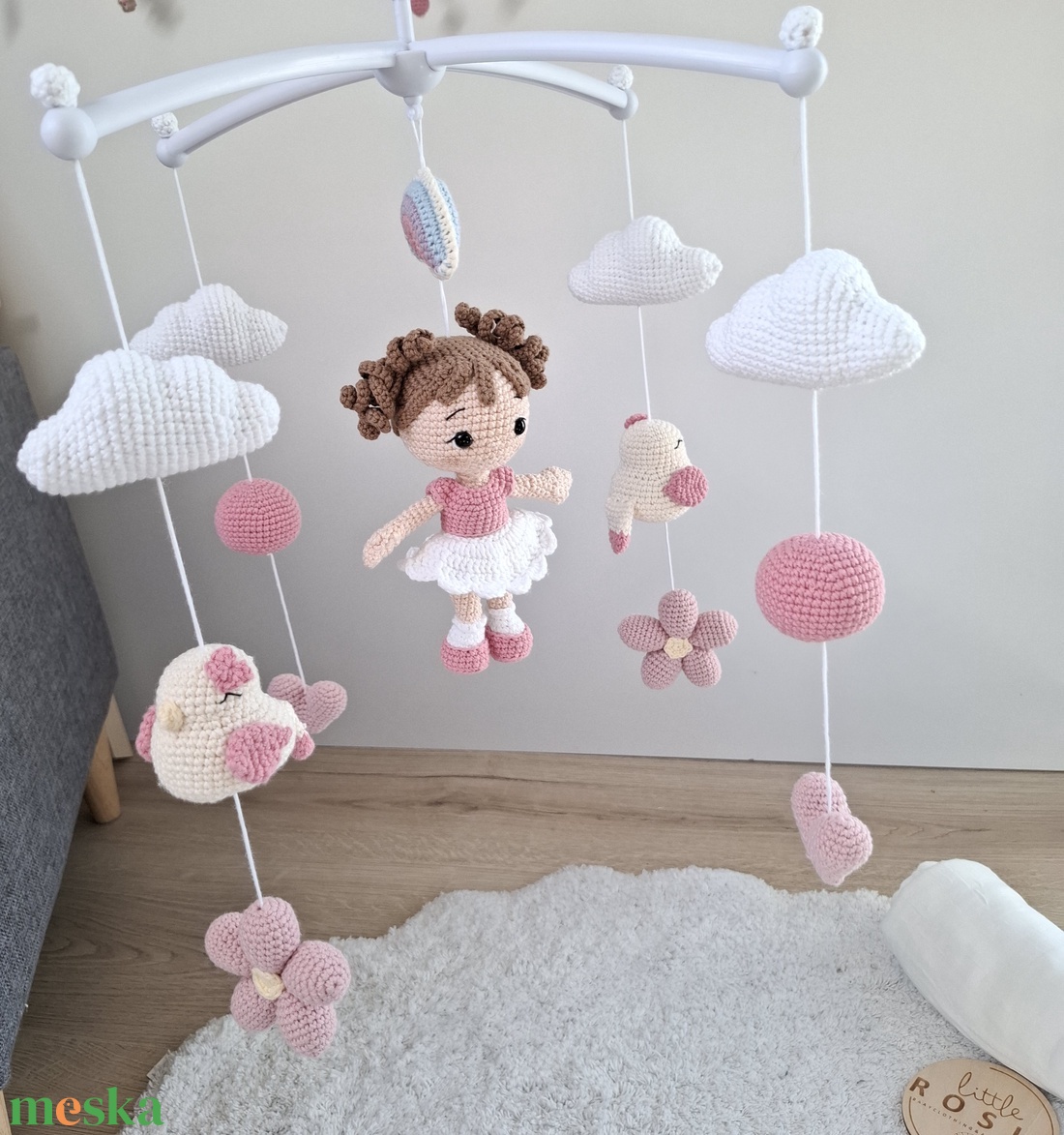 Horgolt balerina kiságyforgó � névre szóló babaszoba dekoráció - baba - mama - baba játékok - kiságyforgó - Meska.hu