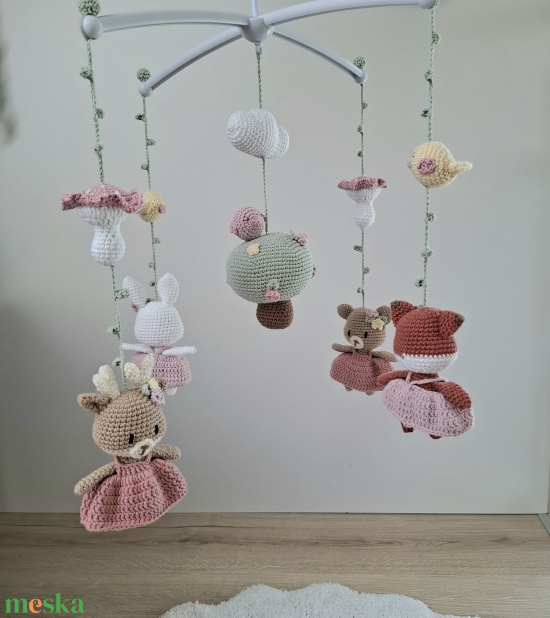 Erdei állatos kiságyforgó  - baba - mama - baba játékok - kiságyforgó - Meska.hu