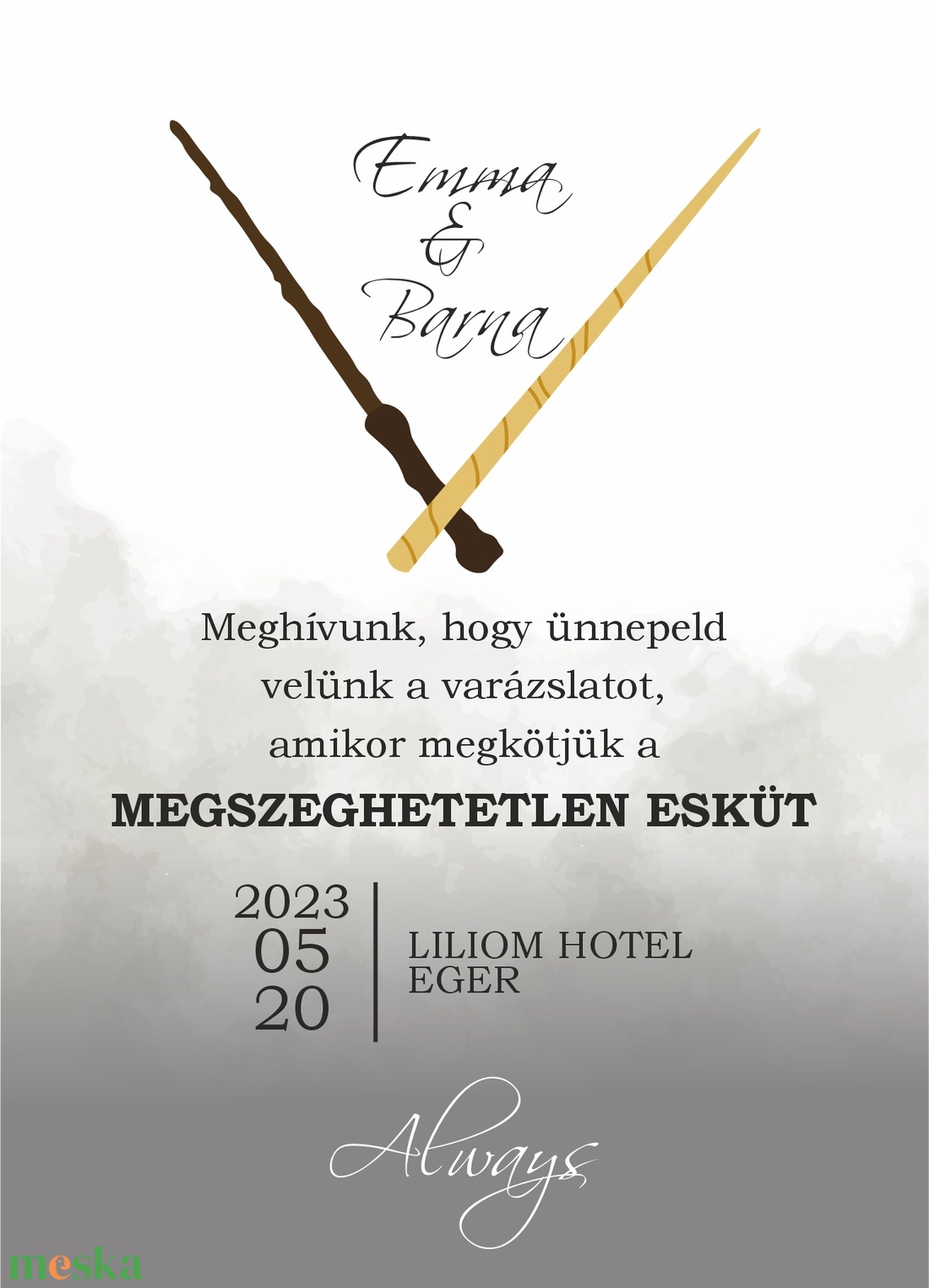 Harry Potter esküvői meghívó - művészet - grafika & illusztráció - digitális - Meska.hu