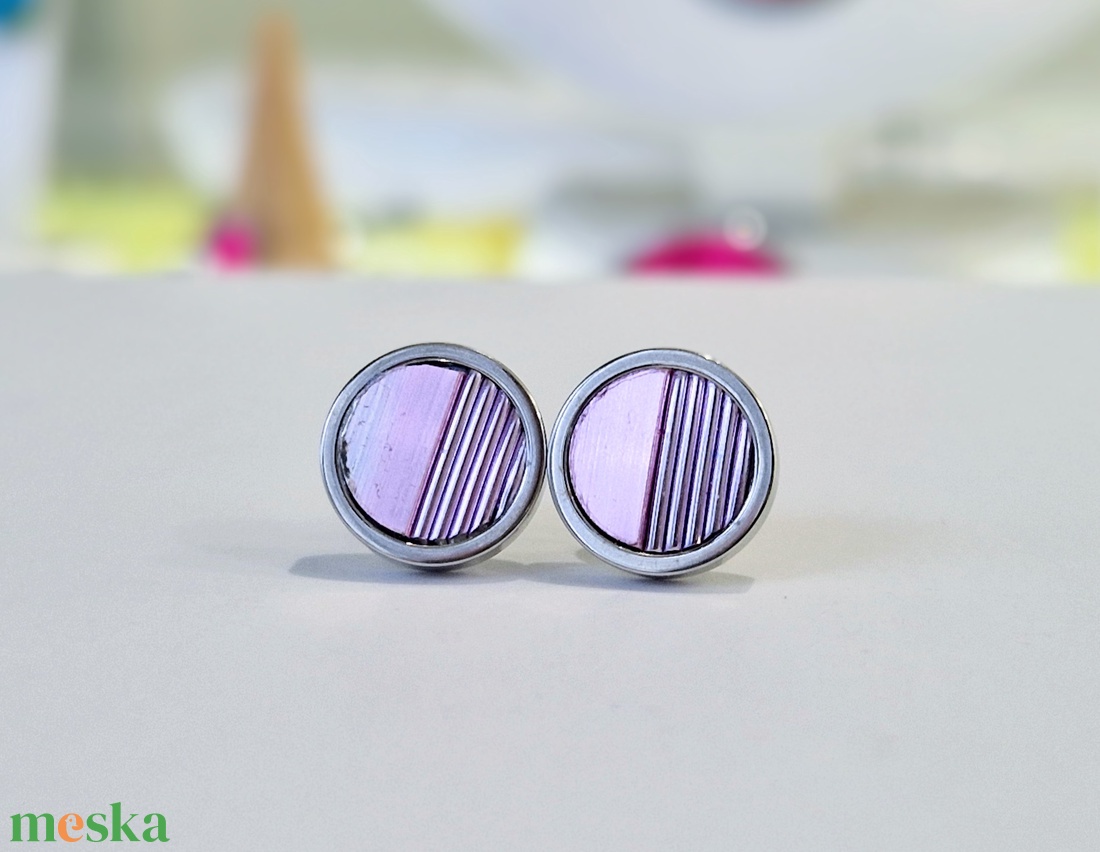 Pasztell lila, kézműves medál,  fülbevaló, nyaklánc  - ékszer - ékszerszett - Meska.hu