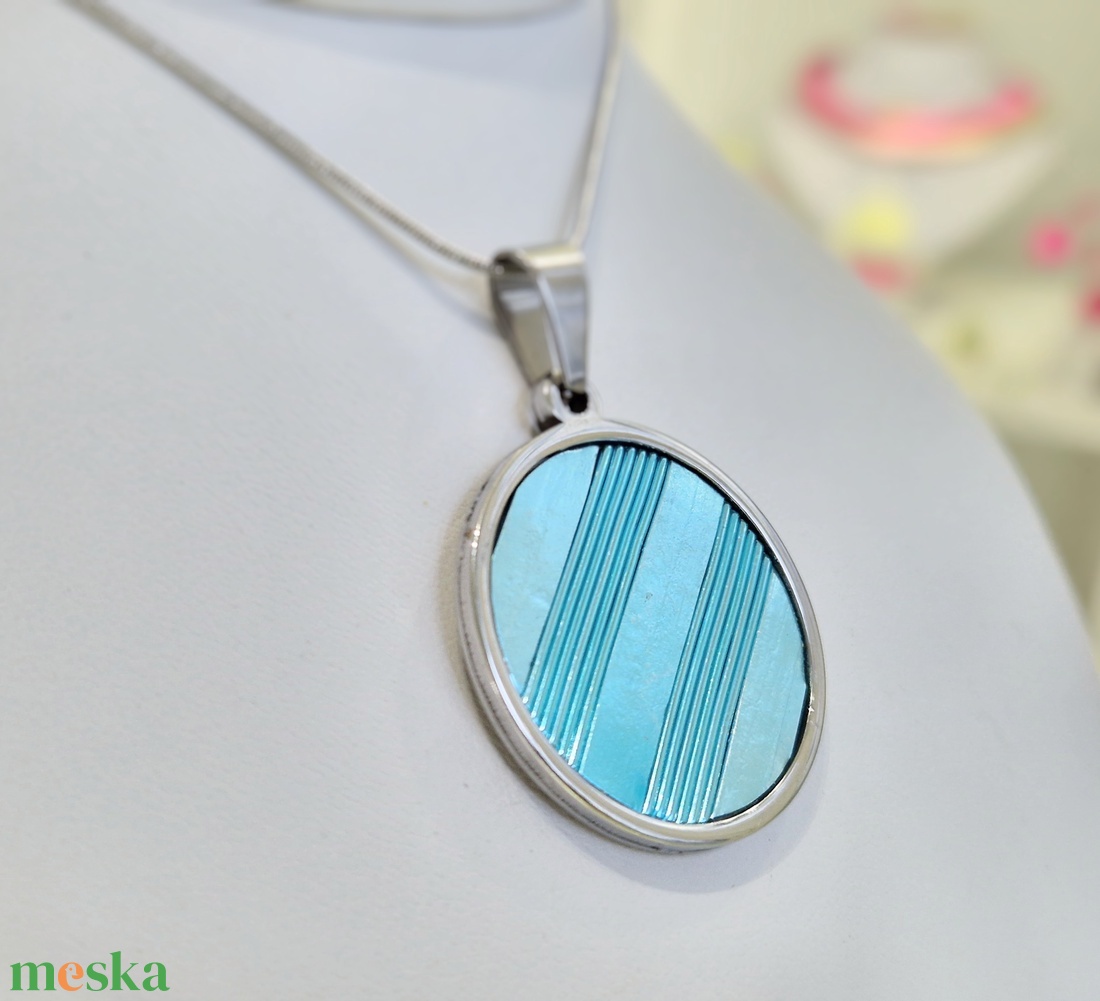 Türkiz kézműves medál,  fülbevaló, nyaklánc  - ékszer - ékszerszett - Meska.hu