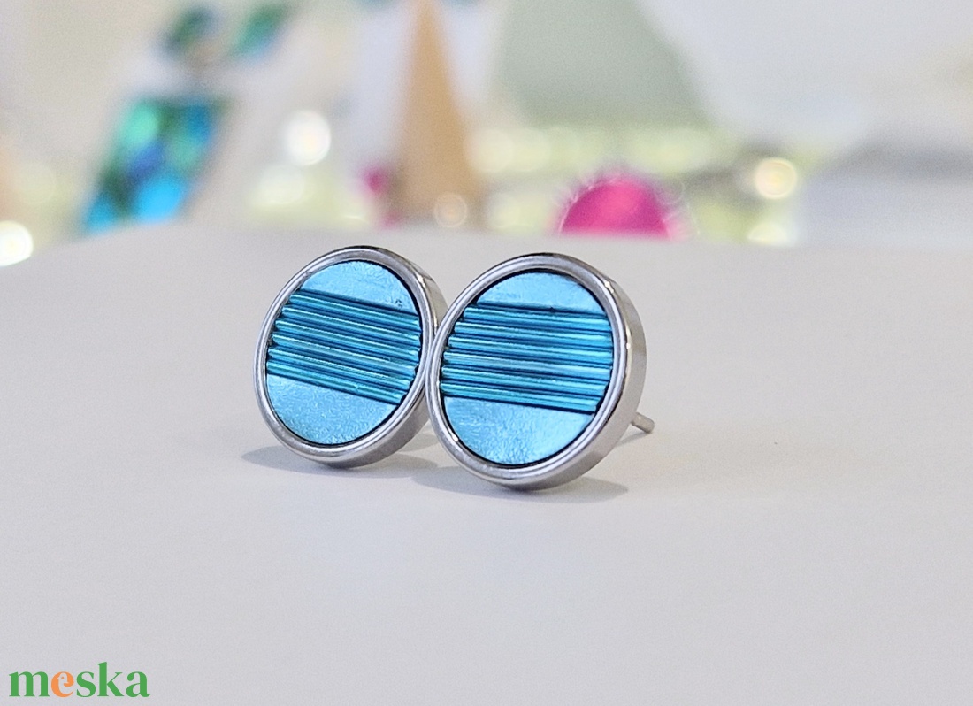 Türkiz kézműves medál,  fülbevaló, nyaklánc  - ékszer - ékszerszett - Meska.hu