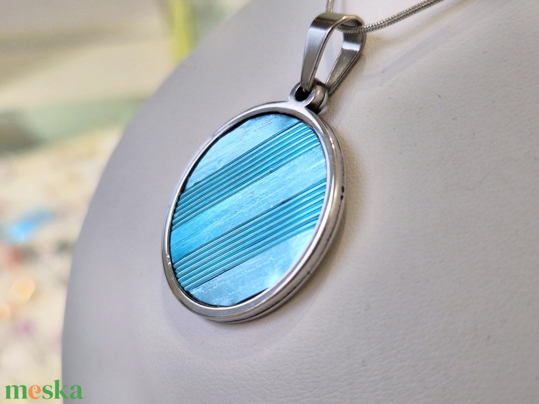 Türkiz kézműves medál,  fülbevaló, nyaklánc  - ékszer - ékszerszett - Meska.hu