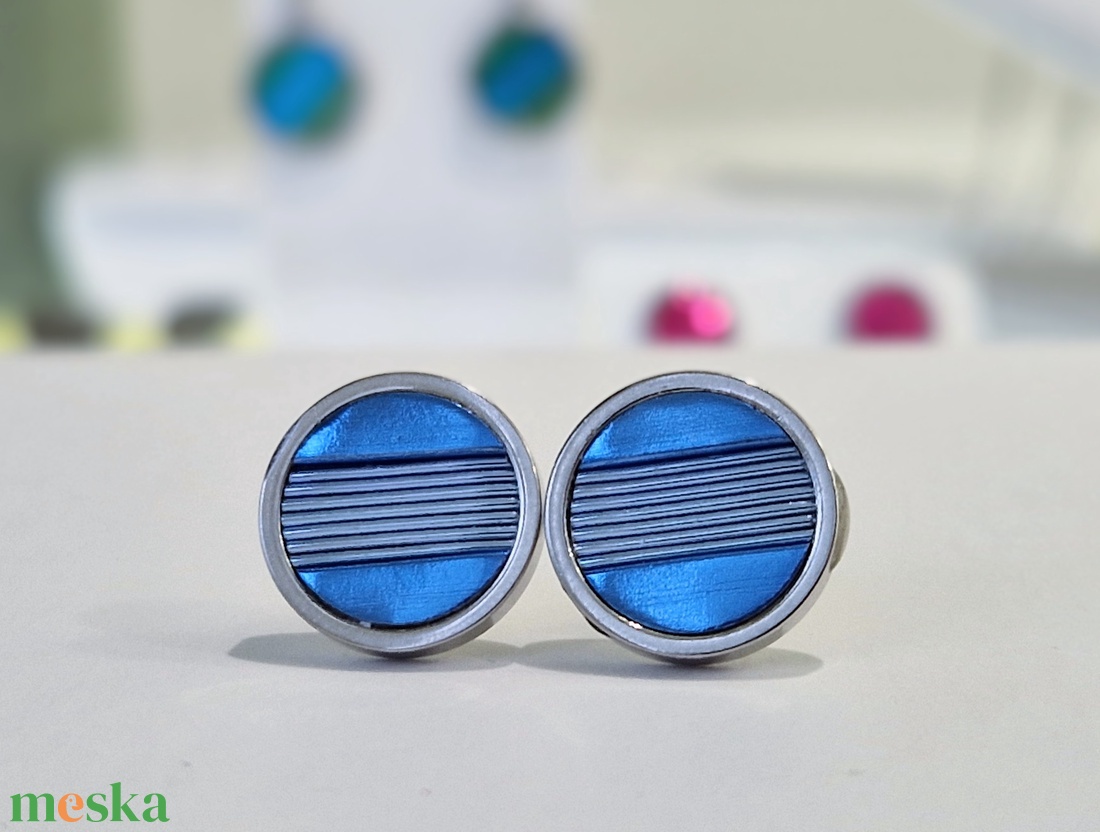 Acélkék kézműves medál,  fülbevaló, nyaklánc  - ékszer - ékszerszett - Meska.hu