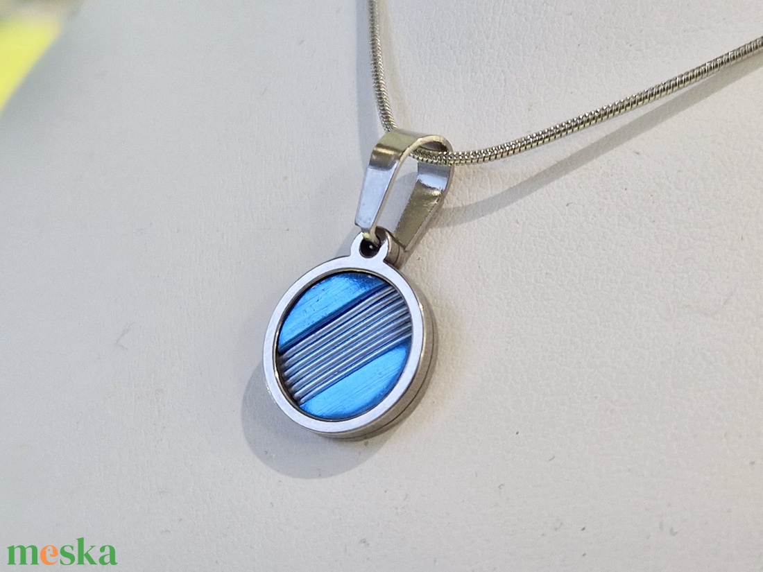 Acélkék kézműves medál,  fülbevaló, nyaklánc  - ékszer - ékszerszett - Meska.hu