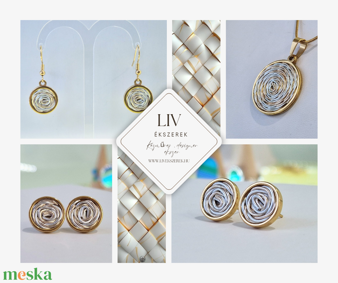 Arany, ezüst, kézműves medál,  fülbevaló, nyaklánc  - ékszer - ékszerszett - Meska.hu