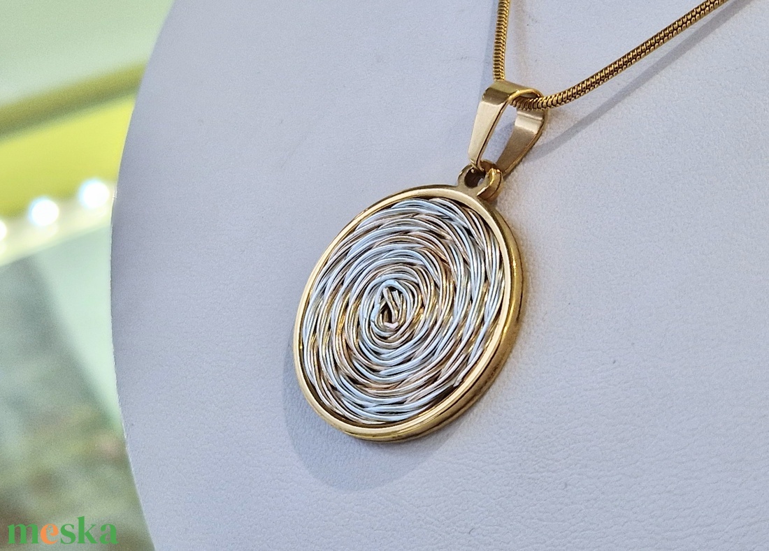 Arany, ezüst, kézműves medál,  fülbevaló, nyaklánc  - ékszer - ékszerszett - Meska.hu