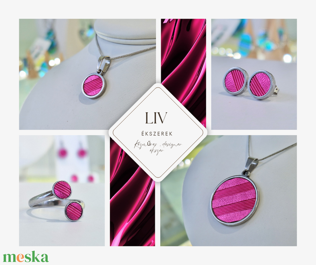 Fuxia, kézműves medál,  fülbevaló, nyaklánc  - ékszer - ékszerszett - Meska.hu