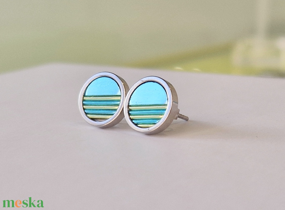 Türkiz,  zöld, kézműves medál,  fülbevaló, nyaklánc  - ékszer - ékszerszett - Meska.hu