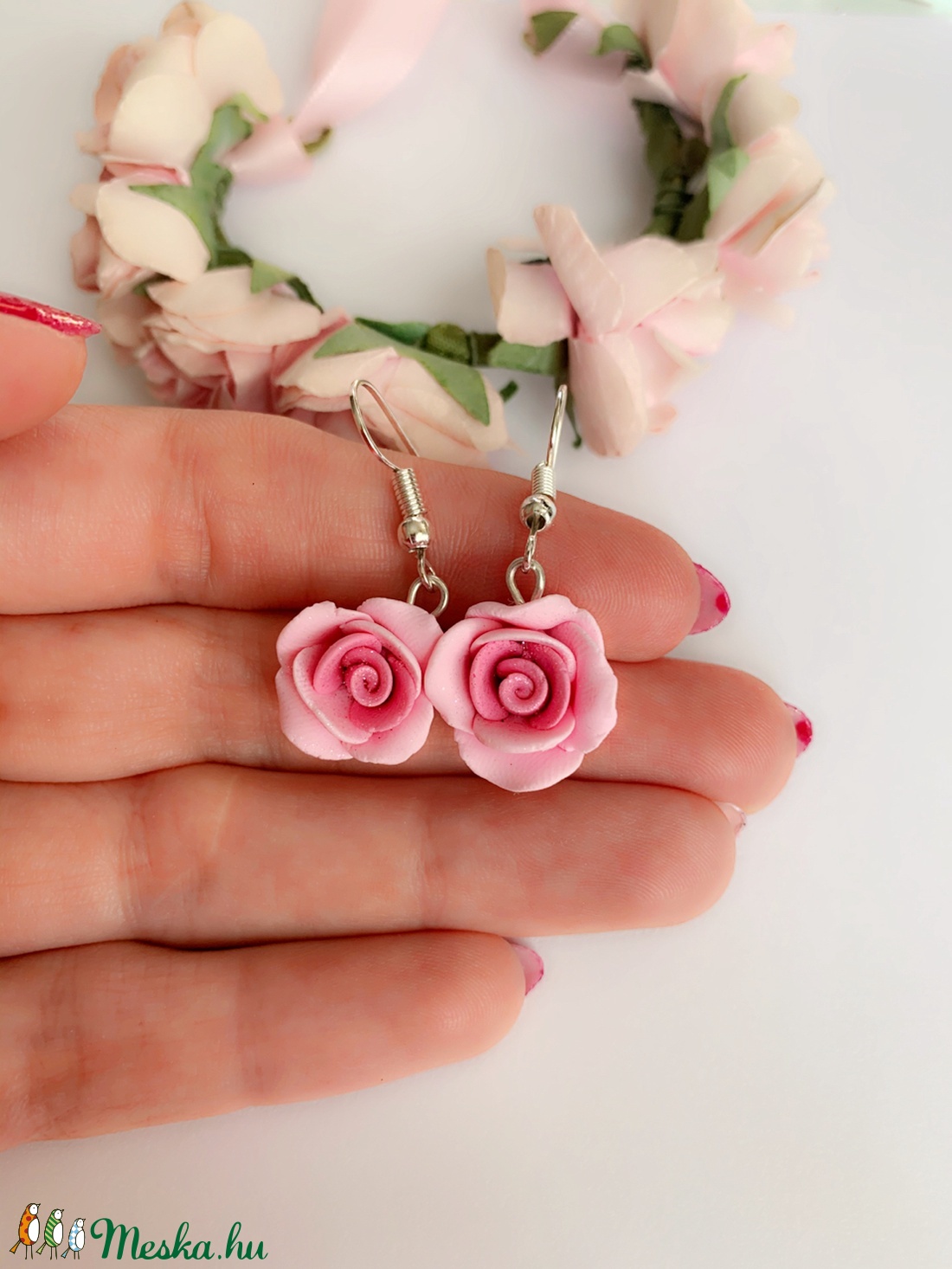 Romantikus rózsa fülbevaló -  - Meska.hu