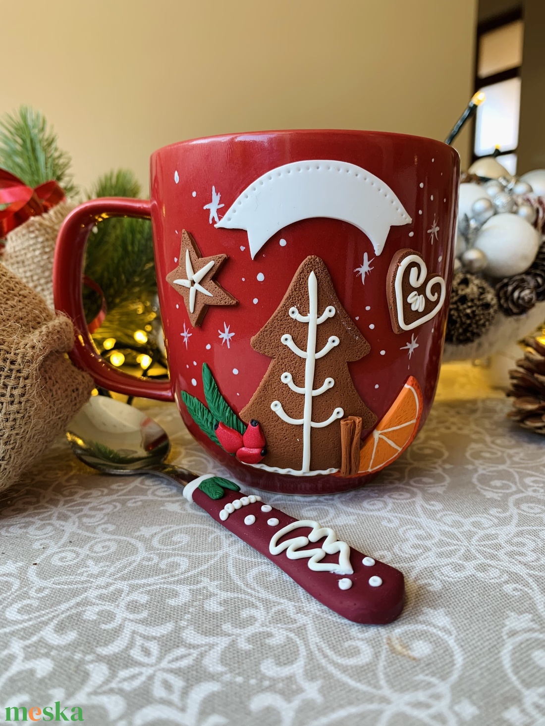 Saját neves mézekalács bögre-kanál szett - otthon & életmód - konyhafelszerelés, tálalás - Meska.hu