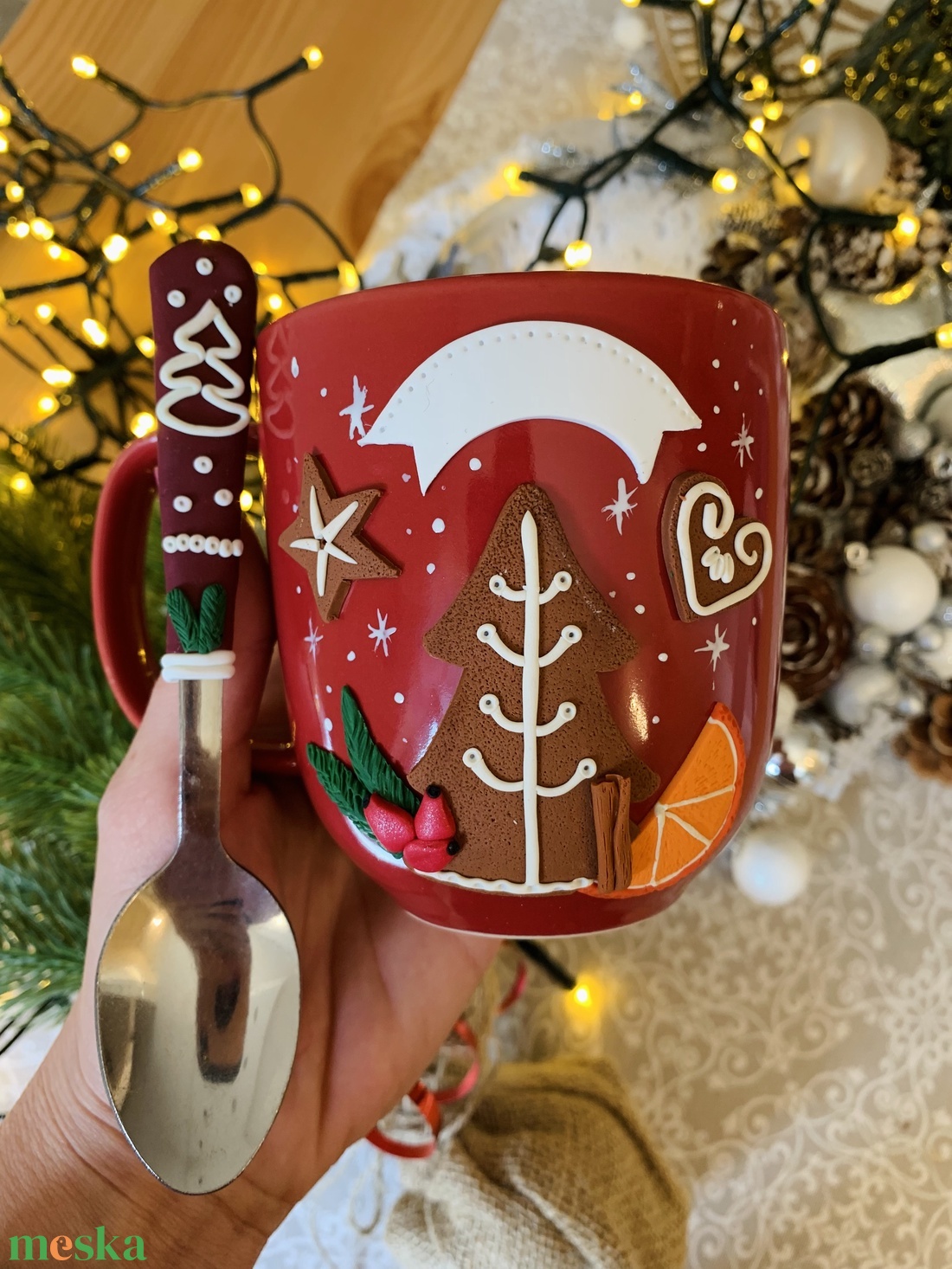 Saját neves mézekalács bögre-kanál szett - otthon & életmód - konyhafelszerelés, tálalás - Meska.hu