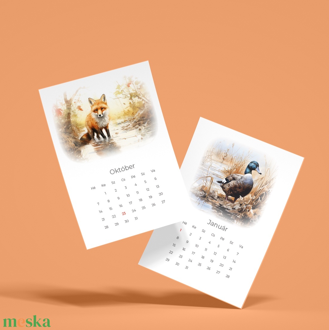2024-es erdei állatos naptár - otthon & életmód - dekoráció - fali és függő dekoráció - falinaptár & öröknaptár - Meska.hu
