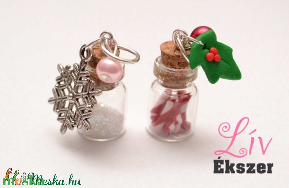 Karácsonyi üvegcse medálok - ékszer - nyaklánc - medál - Meska.hu