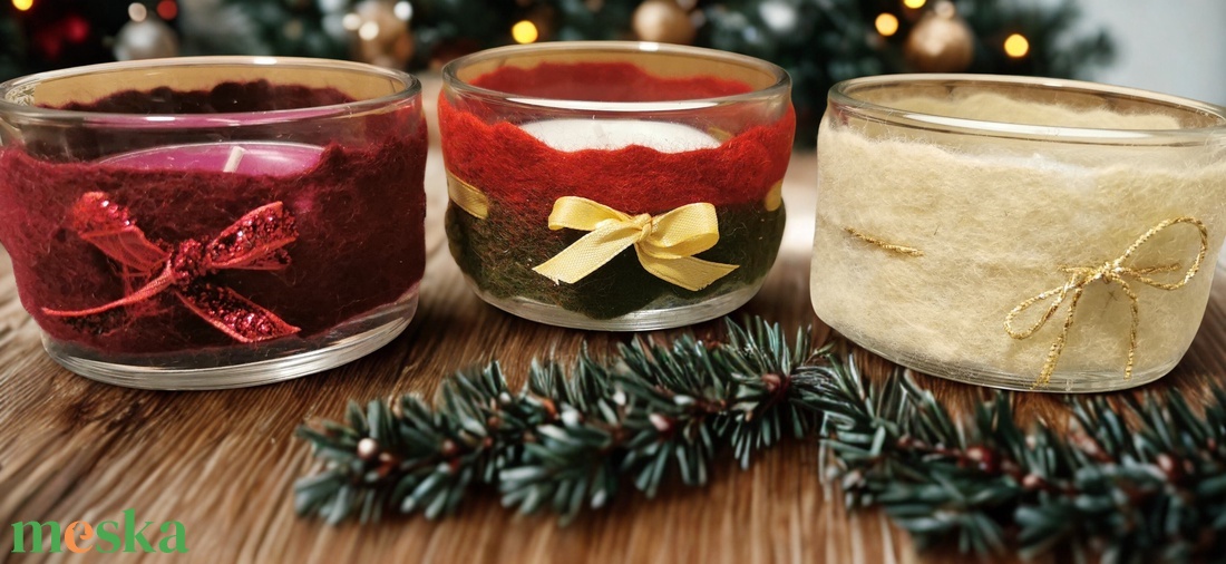 Nemezelt karácsonyi mécsestartó nagyméretű mécsessel - karácsony - karácsonyi lakásdekoráció - karácsonyi lakásdíszek - Meska.hu