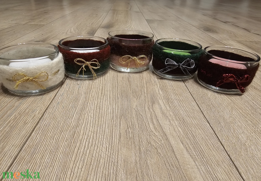 Nemezelt karácsonyi mécsestartó nagyméretű mécsessel - karácsony - karácsonyi lakásdekoráció - karácsonyi lakásdíszek - Meska.hu