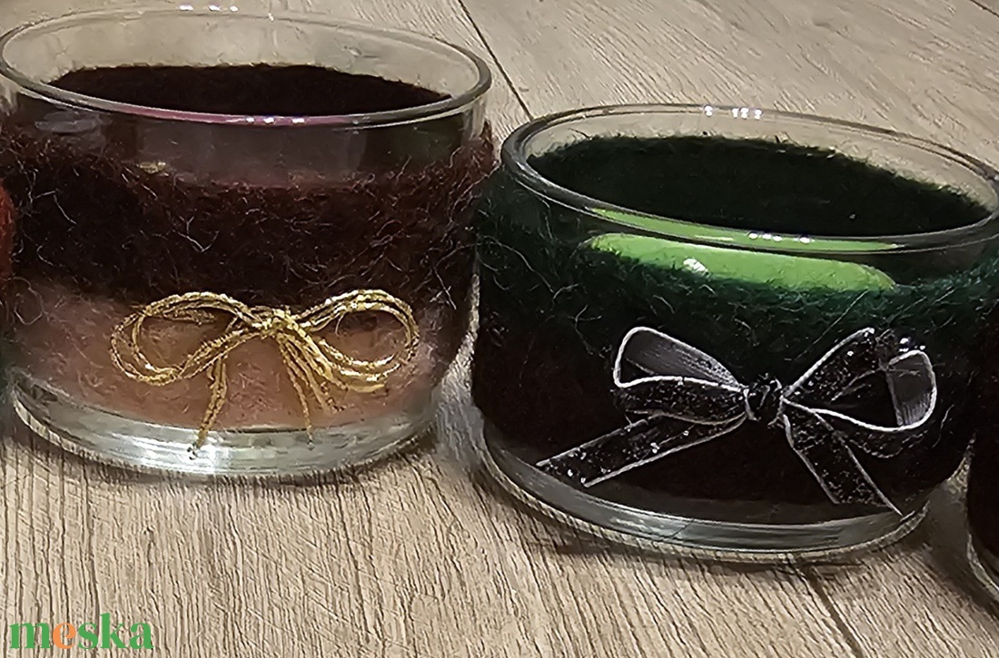 Nemezelt karácsonyi mécsestartó nagyméretű mécsessel - karácsony - karácsonyi lakásdekoráció - karácsonyi lakásdíszek - Meska.hu