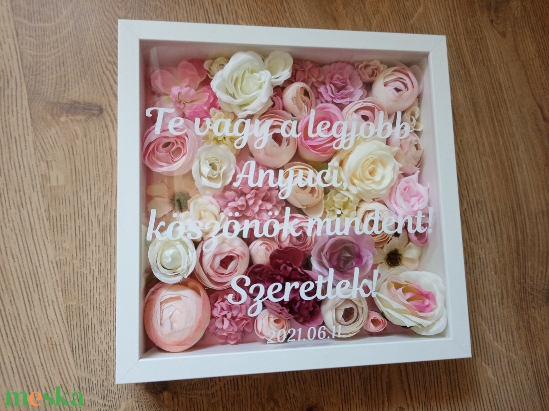 Egyedi, személyre szabott szülőköszöntő ajándék, virágos képkeret, esküvői ajándék, köszönő ajándék - esküvő - emlék & ajándék - szülőköszöntő ajándék - Meska.hu