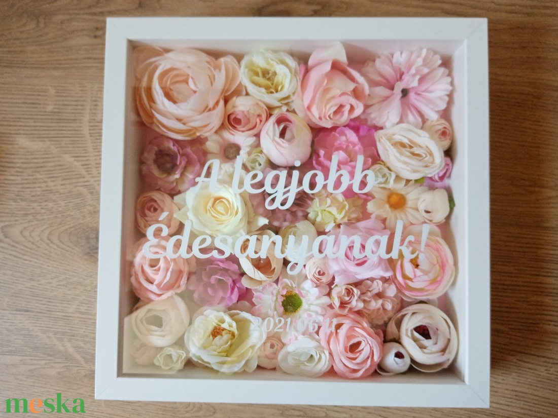Egyedi, személyre szabott szülőköszöntő ajándék, virágos képkeret, esküvői ajándék, köszönő ajándék - esküvő - emlék & ajándék - szülőköszöntő ajándék - Meska.hu