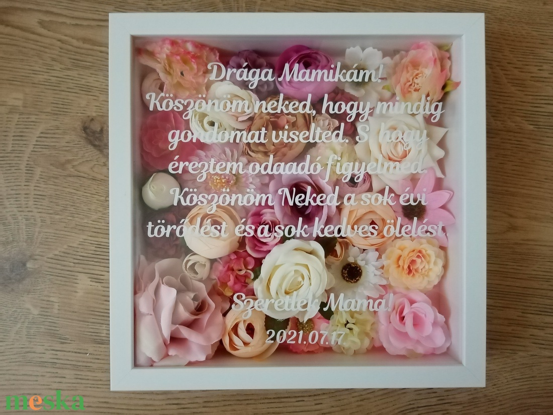 Egyedi, szülőköszöntő ajándék, virágos képkeret, esküvői ajándék, köszönő ajándék - esküvő - emlék & ajándék - szülőköszöntő ajándék - Meska.hu