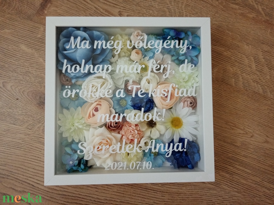 Egyedi, szülőköszöntő ajándék, virágos képkeret, esküvői ajándék, köszönő ajándék - esküvő - emlék & ajándék - szülőköszöntő ajándék - Meska.hu