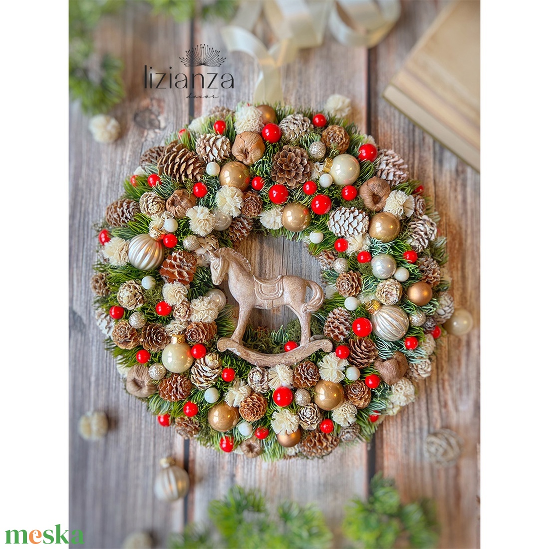 'Emily' adventi ajtódísz (30cm) - karácsony - karácsonyi lakásdekoráció - karácsonyi ajtódíszek - Meska.hu
