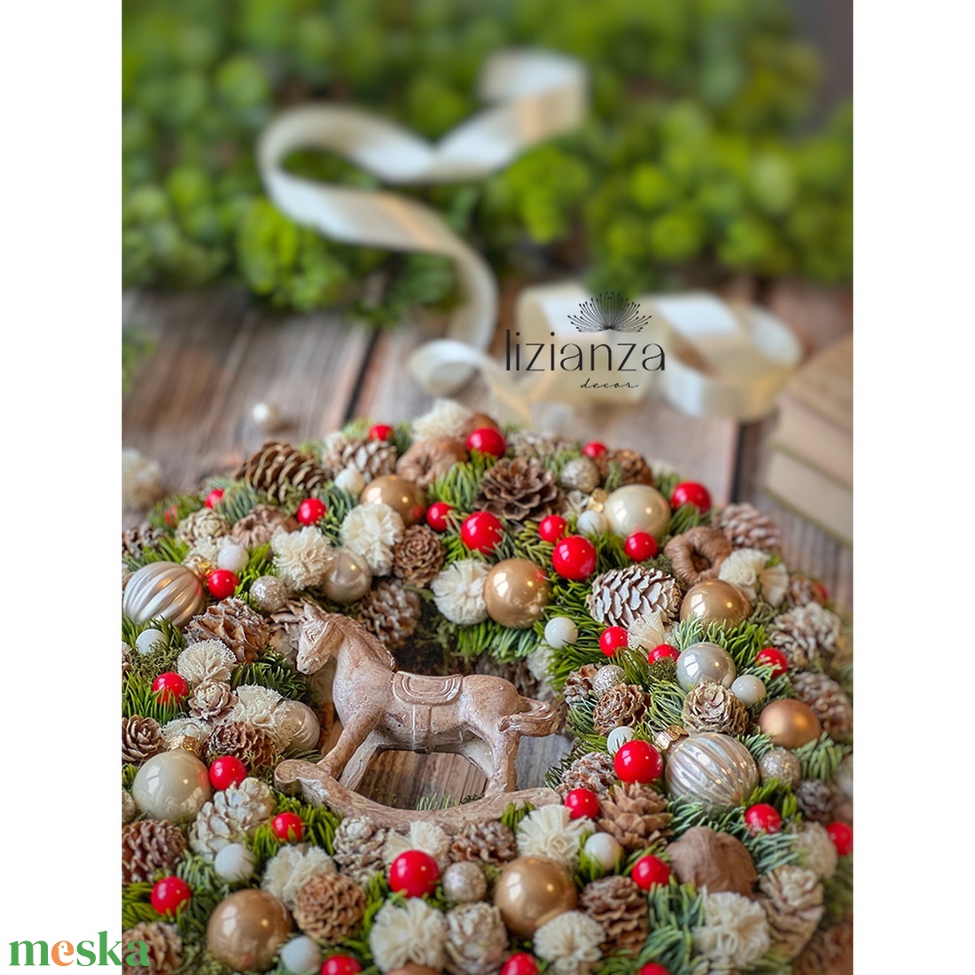 'Emily' adventi ajtódísz (30cm) - karácsony - karácsonyi lakásdekoráció - karácsonyi ajtódíszek - Meska.hu