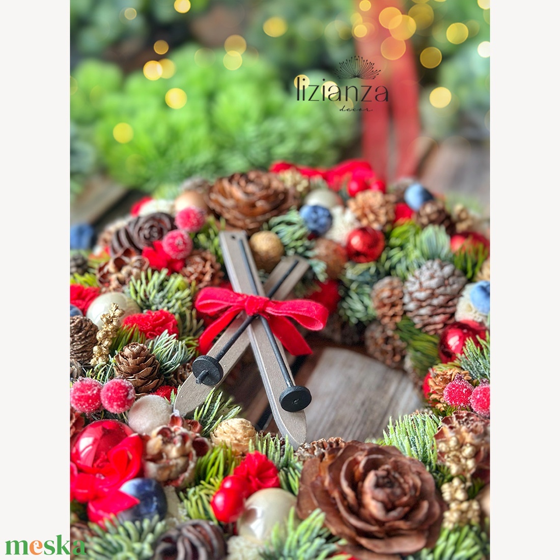 'Gréta' adventi ajtódísz (30cm) - karácsony - karácsonyi lakásdekoráció - karácsonyi ajtódíszek - Meska.hu