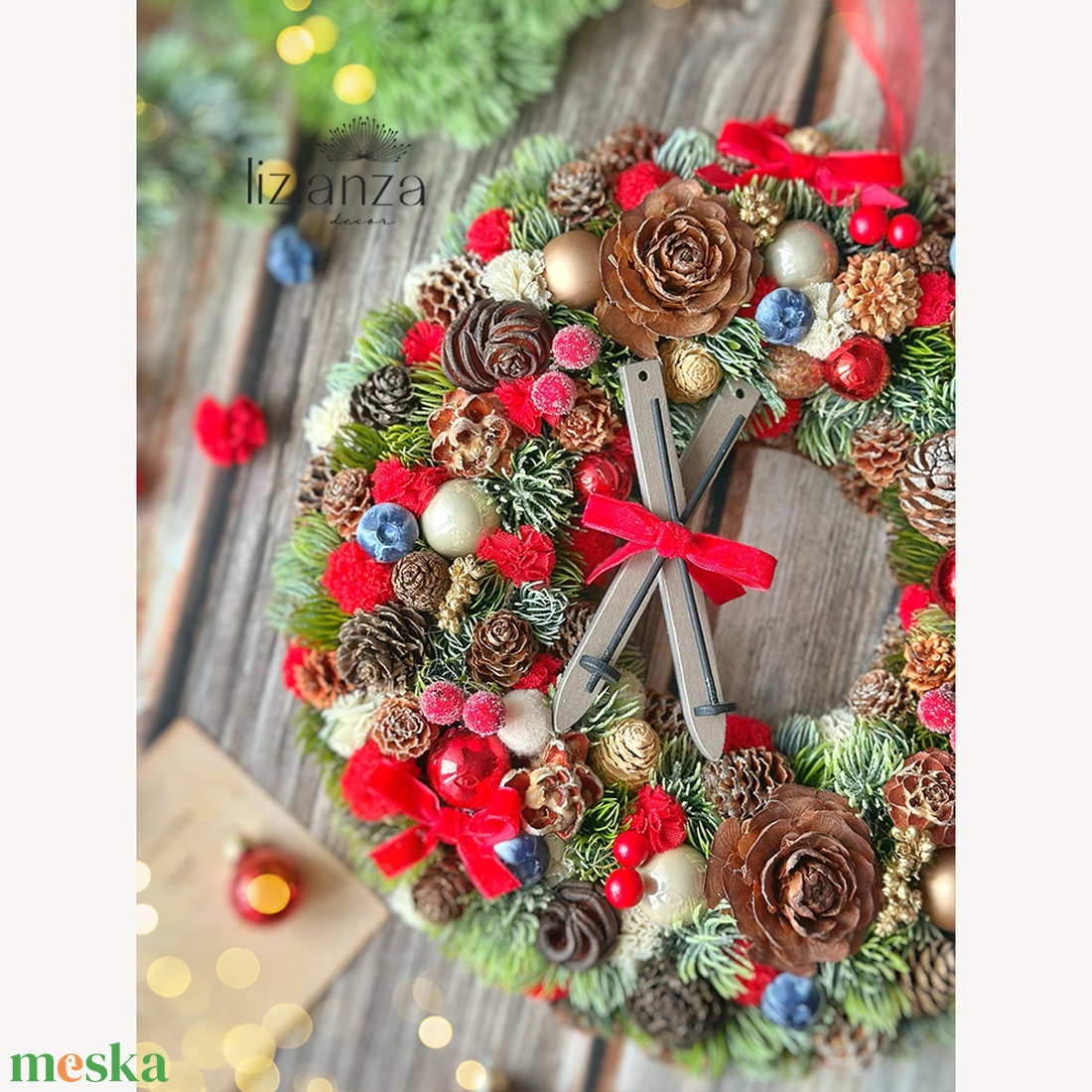 'Gréta' adventi ajtódísz (30cm) - karácsony - karácsonyi lakásdekoráció - karácsonyi ajtódíszek - Meska.hu