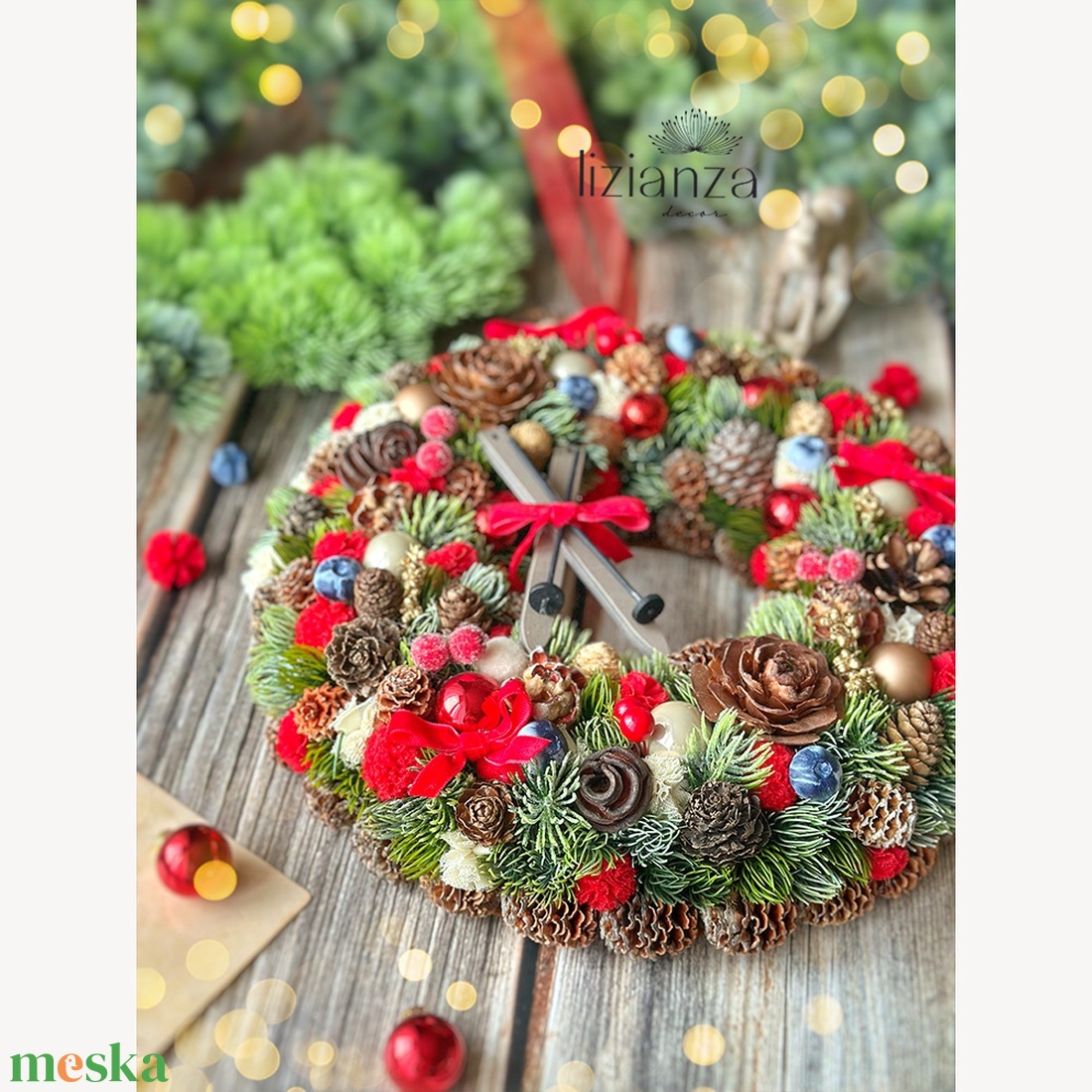'Gréta' adventi ajtódísz (30cm) - karácsony - karácsonyi lakásdekoráció - karácsonyi ajtódíszek - Meska.hu