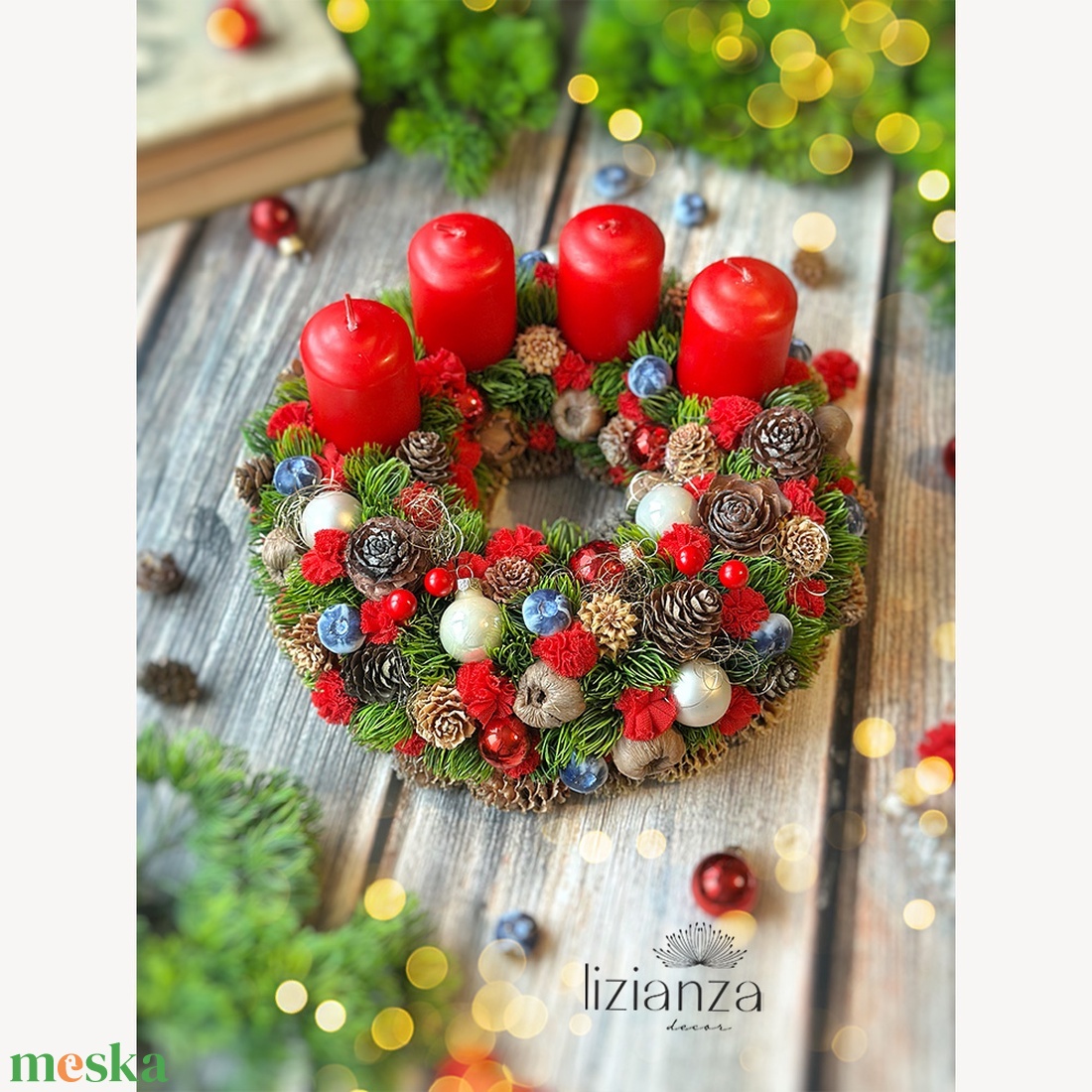 'Hanna' adventi koszorú  - karácsony - adventi díszek - adventi koszorú - Meska.hu