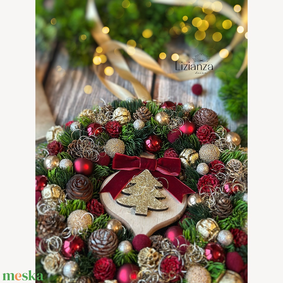 'Borcsa' adventi ajtódísz (30cm) - karácsony - karácsonyi lakásdekoráció - karácsonyi ajtódíszek - Meska.hu