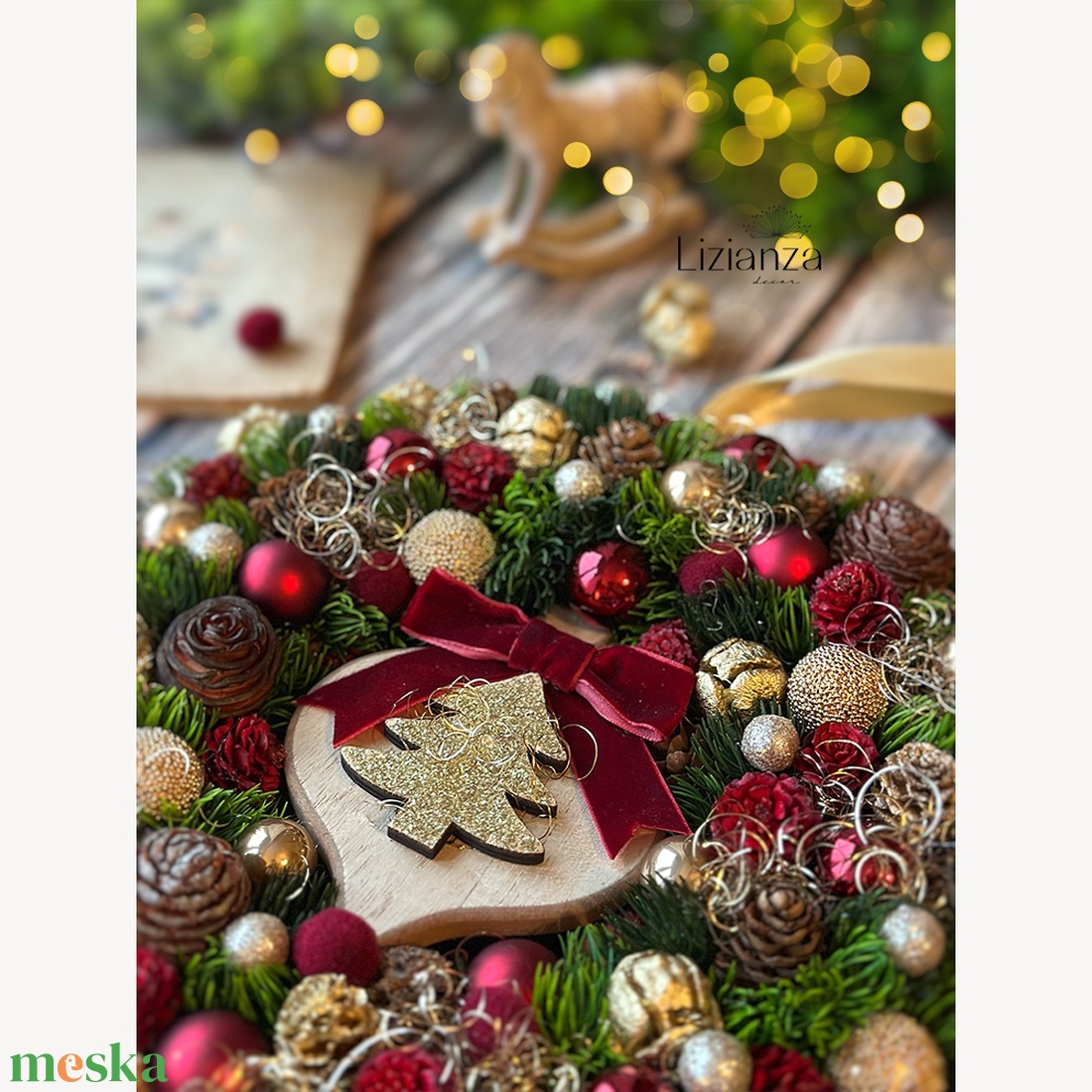'Borcsa' adventi ajtódísz (30cm) - karácsony - karácsonyi lakásdekoráció - karácsonyi ajtódíszek - Meska.hu